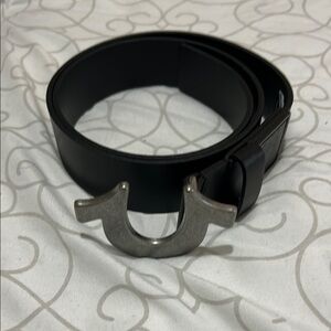 True Religion Black Leather Belt with Silver Buckle